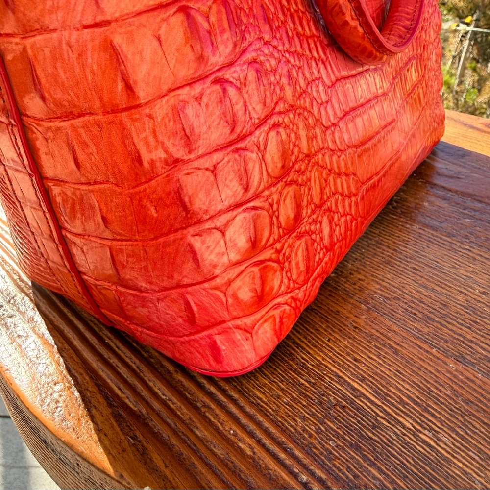 Brahmin Punchy Coral Melbourne Croc Duxbury Satchel - Picture 7 of 15